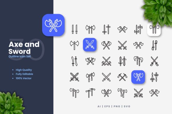 Axe and Sword Icons Review for Embroidery Projects