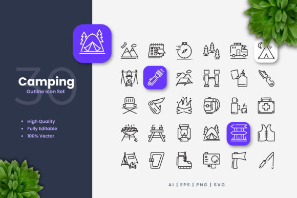 Camping Icons for Modern Graphic Design