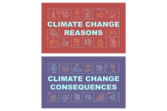 Climate Change Word Concepts Banner Set for Graphic Templates