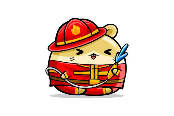 Cute Hamster Firefighter Cartoon Vector – A Versatile Illustration for Branding