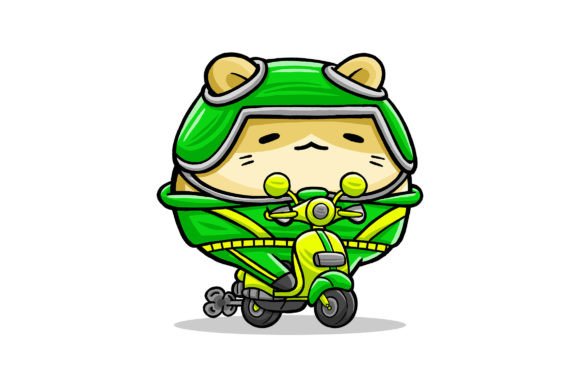 Cute Hamster Online Driver Cartoon Illustration