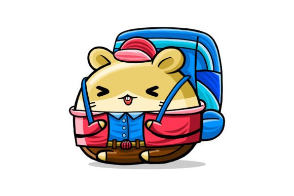 Cute Hamster Traveller Cartoon Vector Graphics
