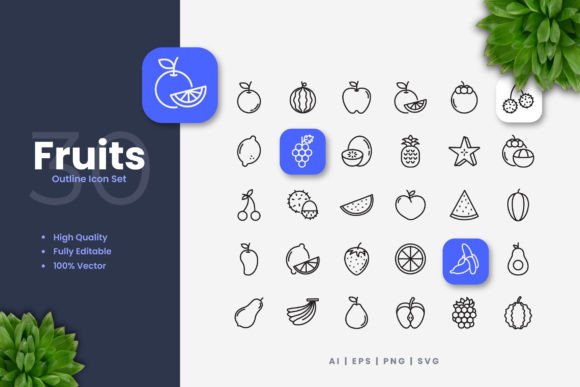 Fruits Icons – Clean Graphics for Handmade Creations