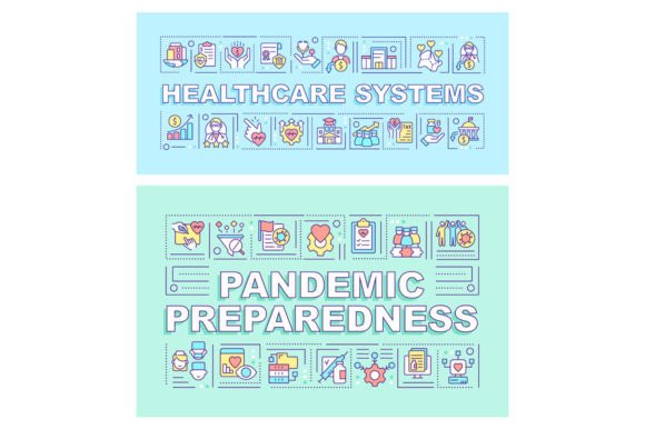 Healthcare Systems Word Concept Banners for Graphic Templates