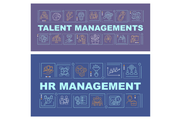 HR Management Banner Set for Graphic Templates and Crafting