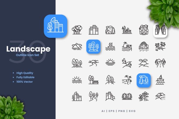 Landscape Icons - Clean Graphics for Modern Web Design