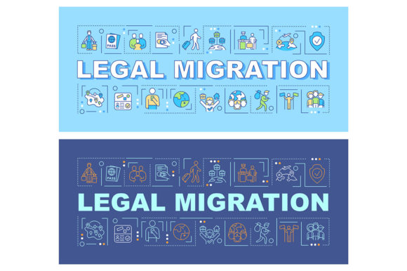 Legal Migration Word Concepts Banner Set for Graphic Templates