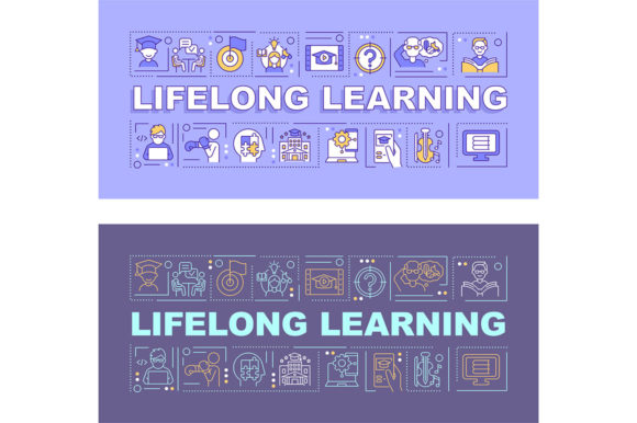 Lifelong Learning Word Concepts Banners - Graphic Templates for Creative Use