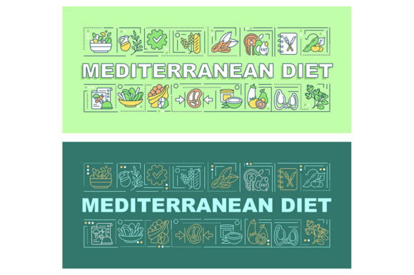 Mediterranean Diet Word Concepts Banners - Graphic Templates for Design Projects