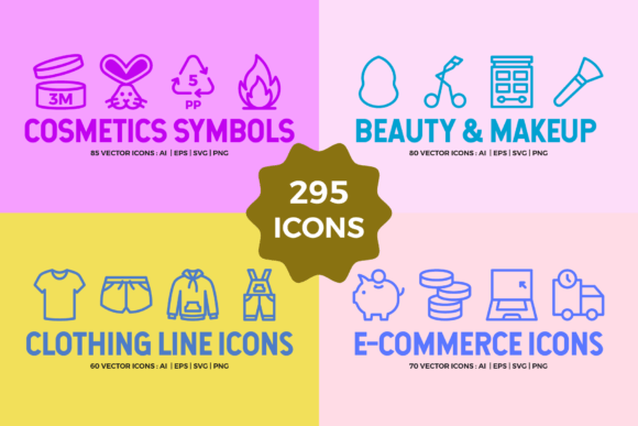 MEGA BUNDLE - 295 Line Icons for Handmade Projects