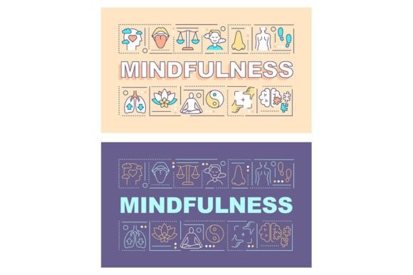 Mindfulness Word Concepts Banner Set for Graphic Templates
