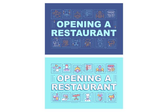 Opening Restaurant Word Concept Banners - Graphic Templates for Branding