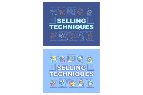 Selling Techniques Word Concept Banners - Graphic Templates for Handmade Creations