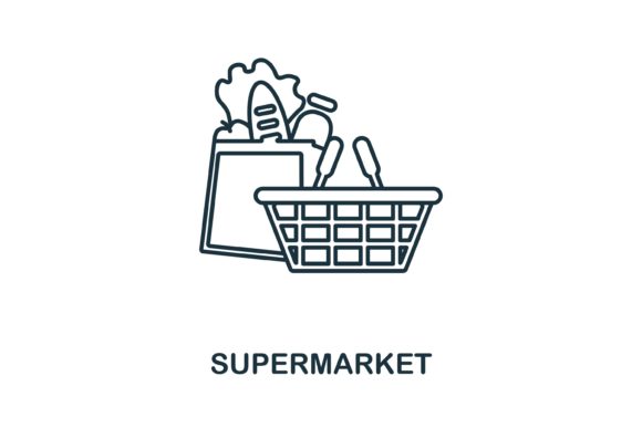 Supermarket Icon: A Modern Graphic for Local Business Branding